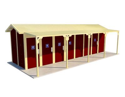Burton 7 Standard Toilet Building with Manor Red and Classic Cream colour scheme